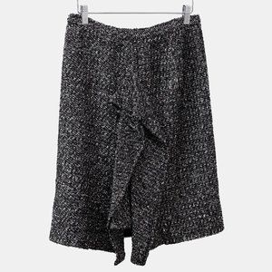 Oscar de la Renta Grey Tweed Ruffle Pencil Skirt